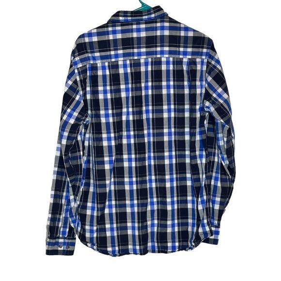 Weatherproof blue & black plaid 100% cotton casual button down shirt size m - Picture 6 of 8